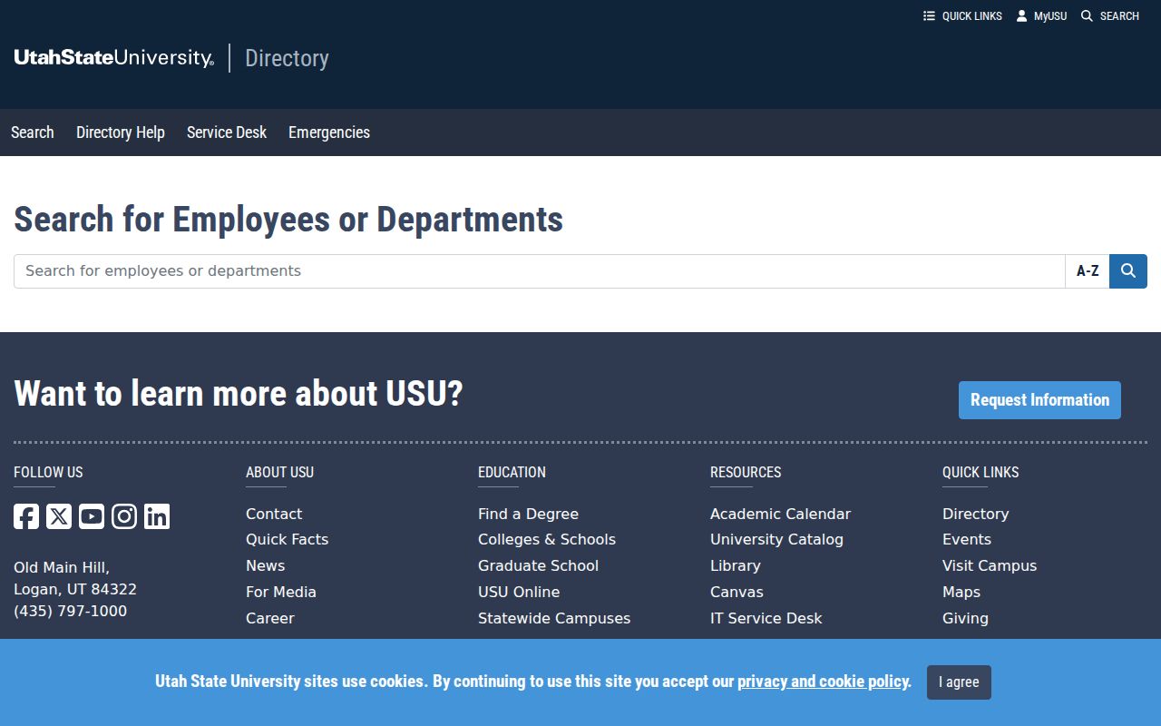 Logan people directories Utah State University search
