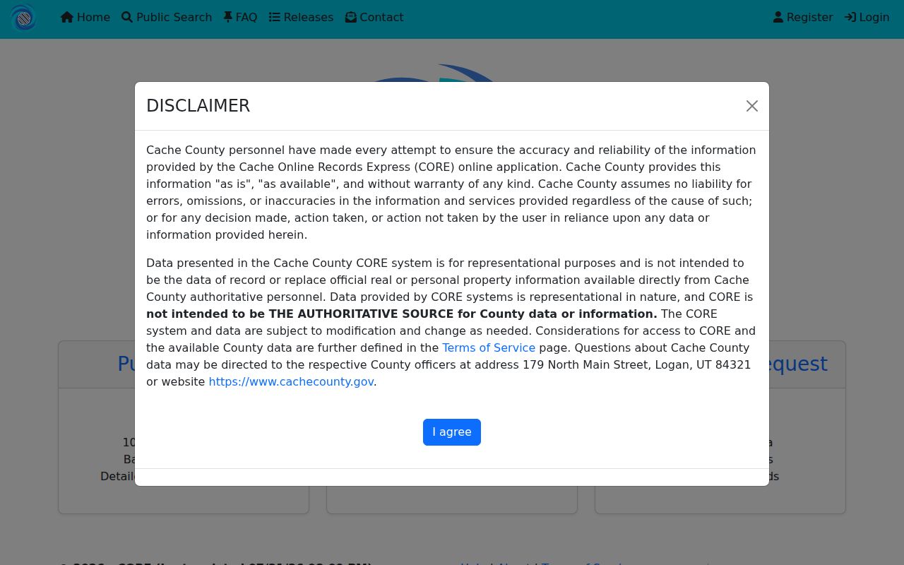 Logan records search showing CORE access tiers