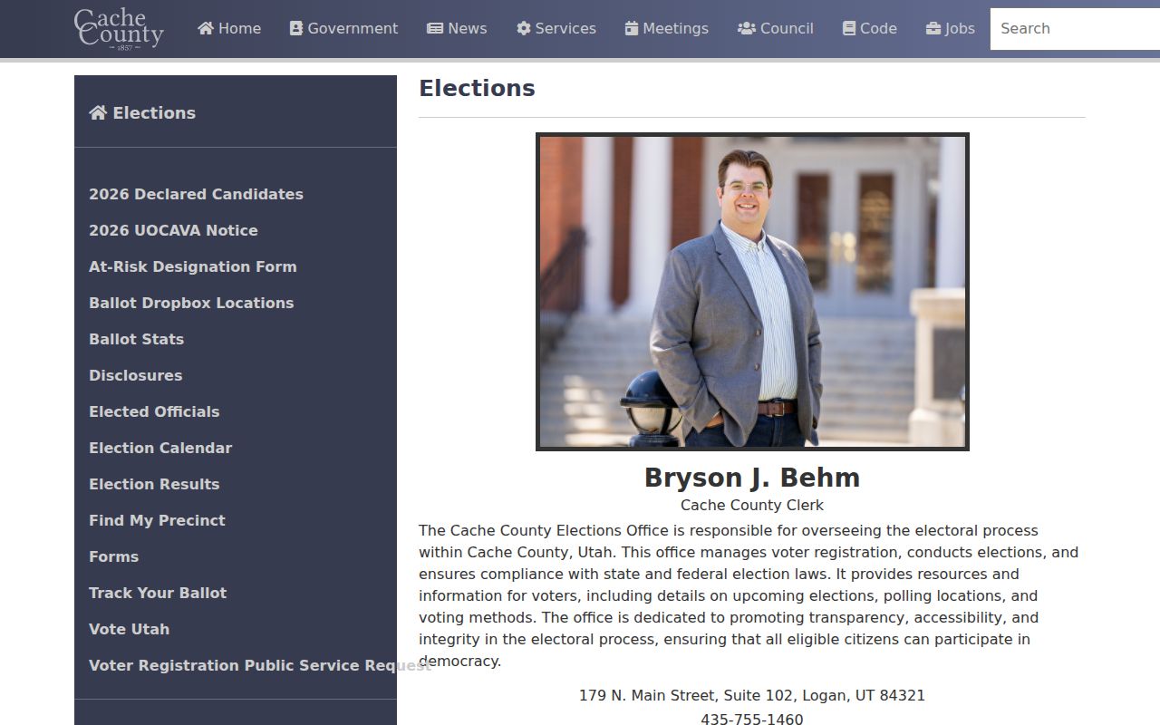 Cache County elections office for Logan voter records